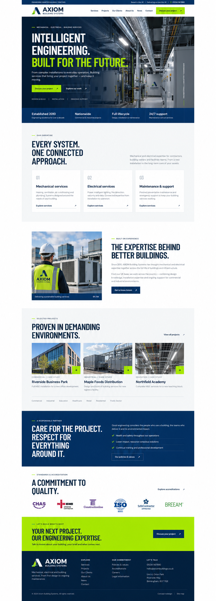 Axiom Building Systems speculative homepage concept by Kingdom of Web