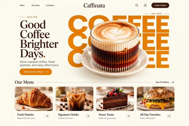 Caffinata homepage design concept
