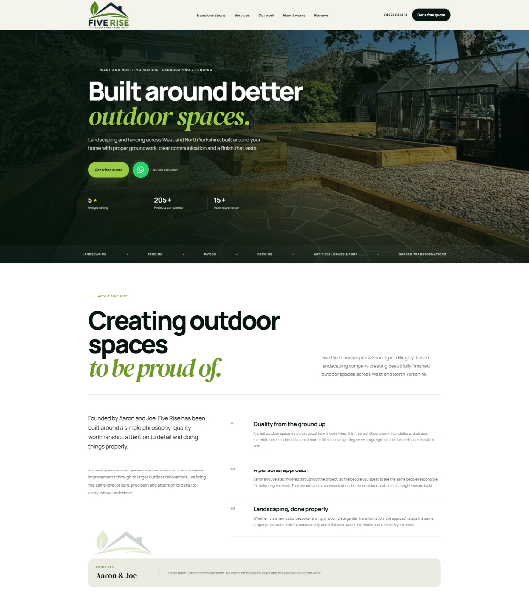 Five Rise Landscapes & Fencing website preview