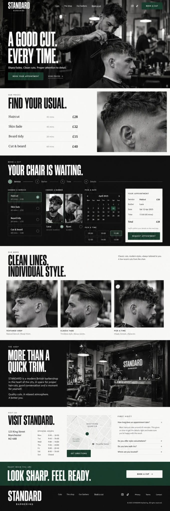 Standard Barbering website preview