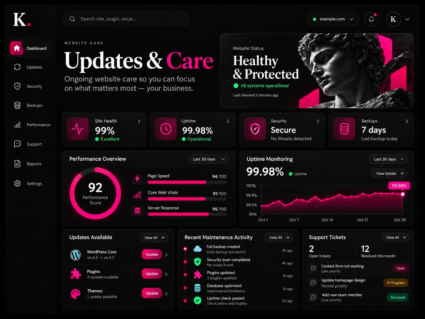 Website Care illustrative design direction